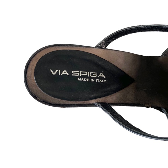 Via Spiga 𑁍 Beaded Metallic Flower Leather Sandals 𑁍 Black + Bronze Beads 𑁍 8 - Picture 5 of 15